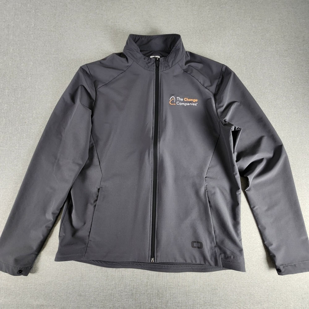 OGIO Grit Fleece Jacket Gray Full Zip Athletic Mock Neck Mens Large Activewear
